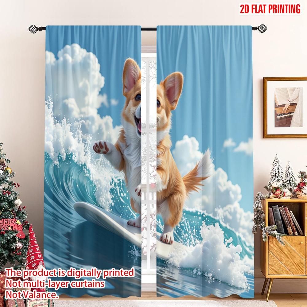 Flat Printing Drapes Cute Dog Surfing Wave Digital Printed Polyester Party Decorations Use Holiday Parties Curtain Set Of 2 Made Washable W100*H70(CM)-Rod Pocket&2PCS
Flat Printing Drapes Cute Dog Surfing Wave Digital Printed Polyester Party Decorations Use Holiday Parties Curtain Set Of 2 Made Washable W100*H70(CM)-Rod Pocket&2PCS