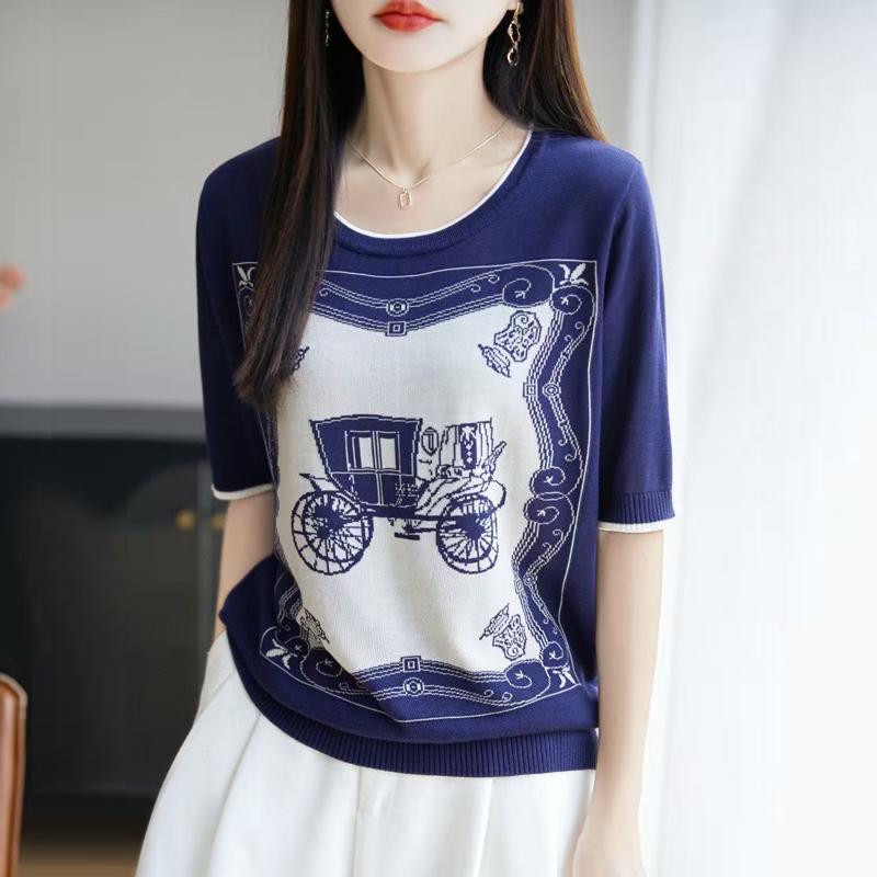 Women Knit T-shirt MODERN NEW SAGA Summer Knitted Shirt Short Sleeve Tees O-neck Print Pullover Knit Tops XL синій
Women Knit T-shirt MODERN NEW SAGA Summer Knitted Shirt Short Sleeve Tees O-neck Print Pullover Knit Tops XL синій