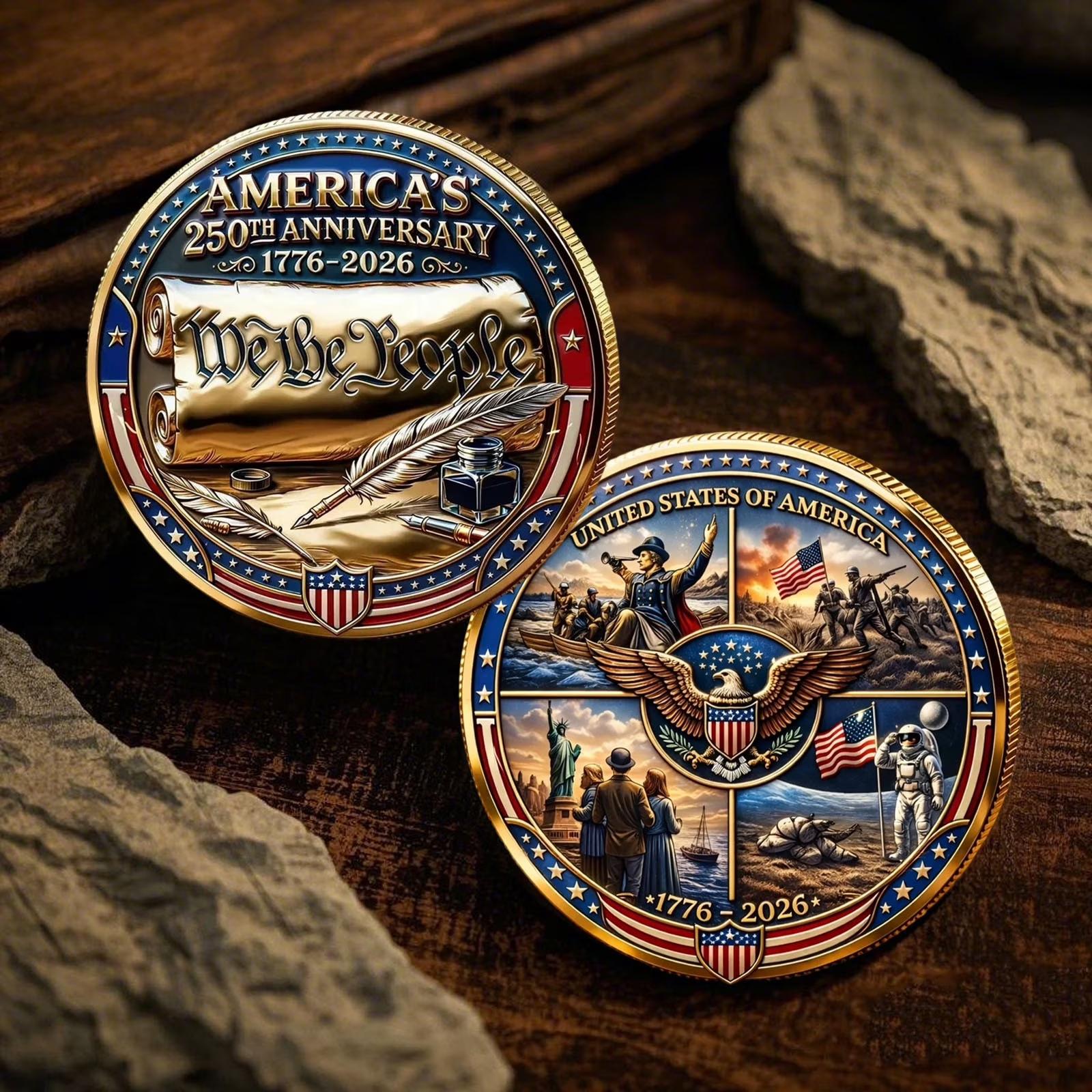 Commemorative Coin United States 250th Anniversary Collectible Metal Round with Historical Design and Detailed Engraving Limited Edition One Size
Commemorative Coin United States 250th Anniversary Collectible Metal Round with Historical Design and Detailed Engraving Limited Edition One Size