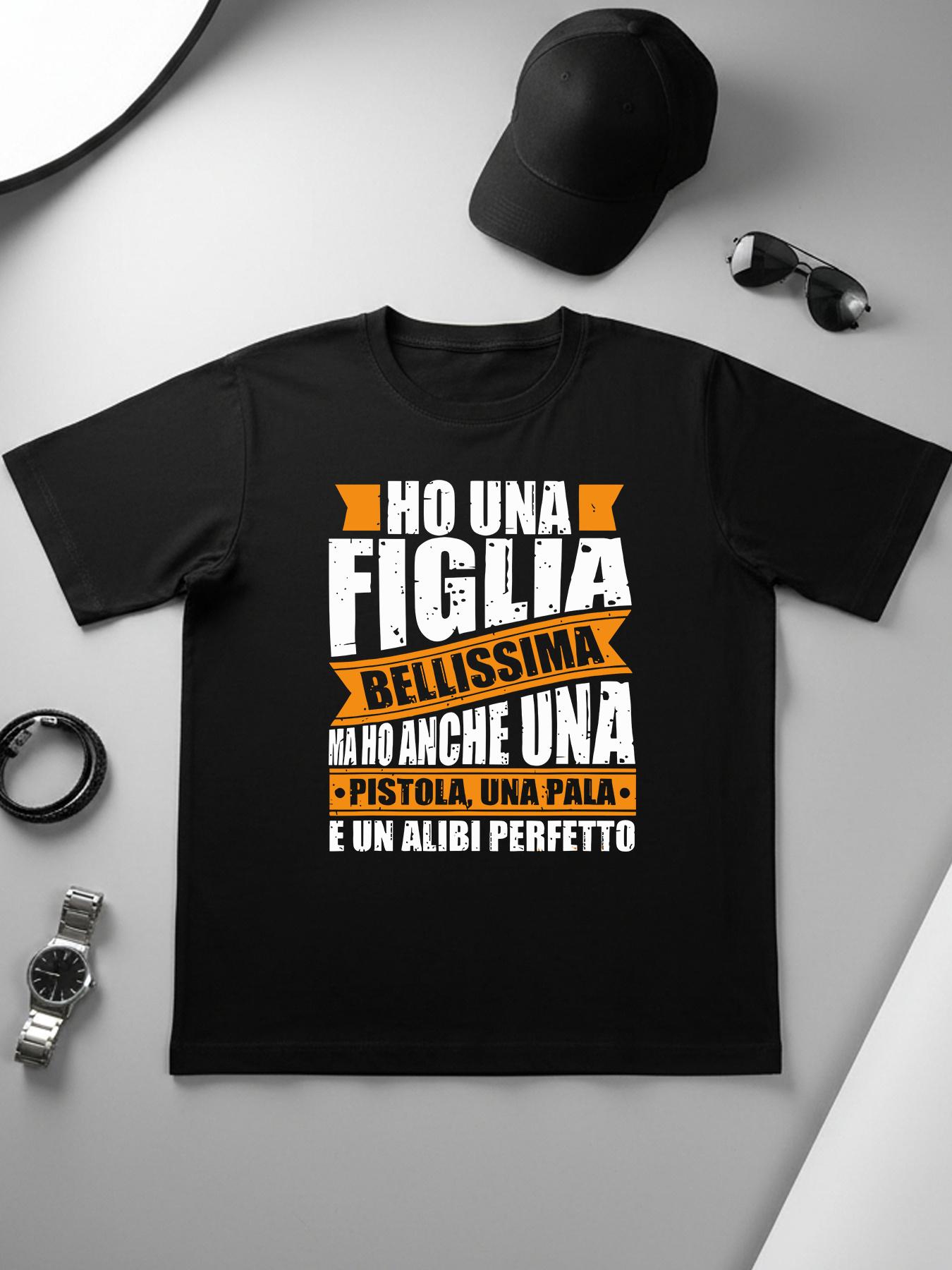 Men s Funny Italian Phrase T-Shirt - I Have A Beautiful Daughter (Daddy s Design) - Casual Round Neck Short Sleeve Shirt L
Men s Funny Italian Phrase T-Shirt - I Have A Beautiful Daughter (Daddy s Design) - Casual Round Neck Short Sleeve Shirt L
