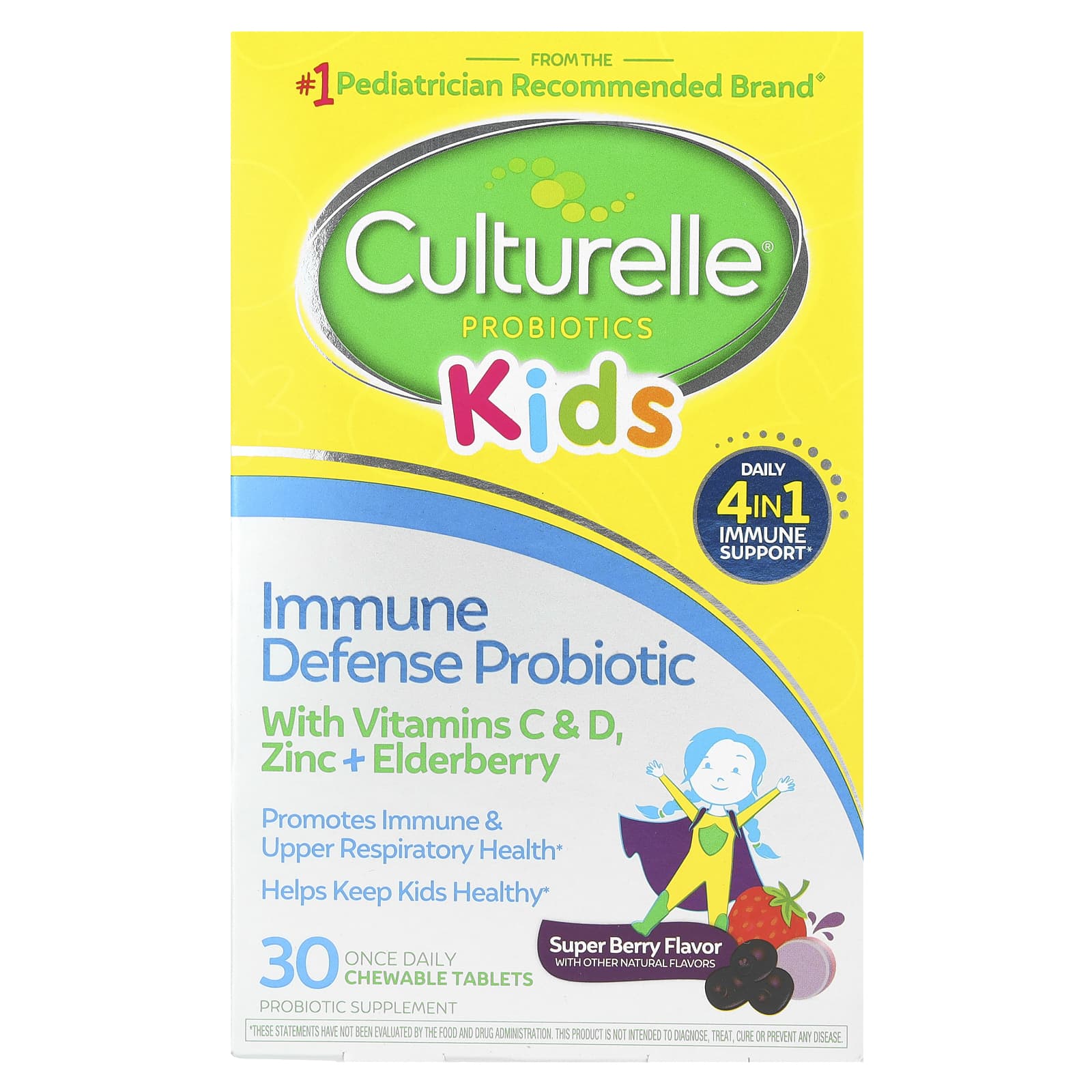 Culturelle, дитячий, пробіотик, зміцнення імунітету, суперягода, 30 жувальних таблеток раз на день
Culturelle, дитячий, пробіотик, зміцнення імунітету, суперягода, 30 жувальних таблеток раз на день
