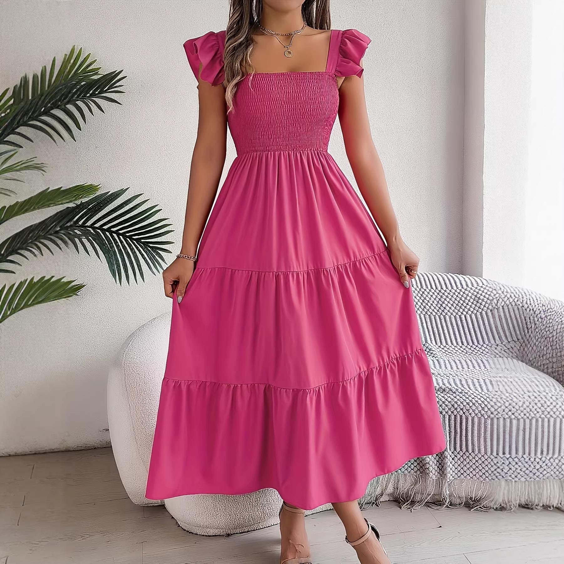 The real shot is summer solid color square collar with wooden ears, waist A-shaped long dress, women s new models. XL синій
The real shot is summer solid color square collar with wooden ears, waist A-shaped long dress, women s new models. XL синій