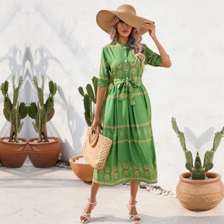 Summer Women High Waist A Line Dress Ethnic Printed Short Sleeve Lace Up S зелёный
Summer Women High Waist A Line Dress Ethnic Printed Short Sleeve Lace Up S зелёный