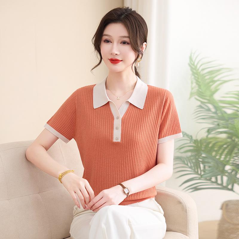 2026 Stylish Ice Silk Short Sleeve Knit T-Shirt for Moms - Elegant Lapel Summer Top for Middle-Aged & Elderly XL (recommended 100-110 jin) помаранчевий
2026 Stylish Ice Silk Short Sleeve Knit T-Shirt for Moms - Elegant Lapel Summer Top for Middle-Aged & Elderly XL (recommended 100-110 jin) помаранчевий