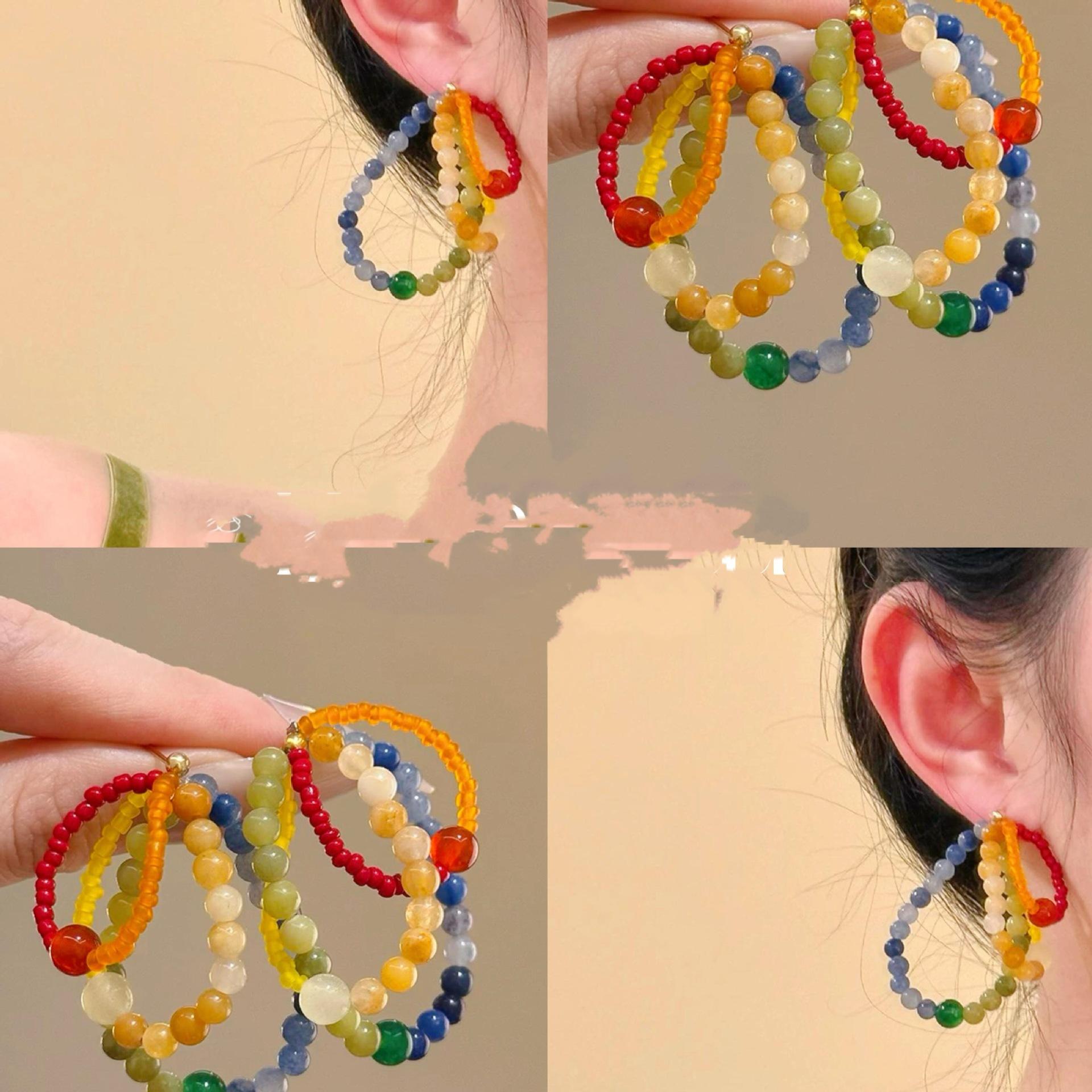 Natural stone beaded round earrings versatile simple stud earrings niche fashion temperament earrings
Natural stone beaded round earrings versatile simple stud earrings niche fashion temperament earrings