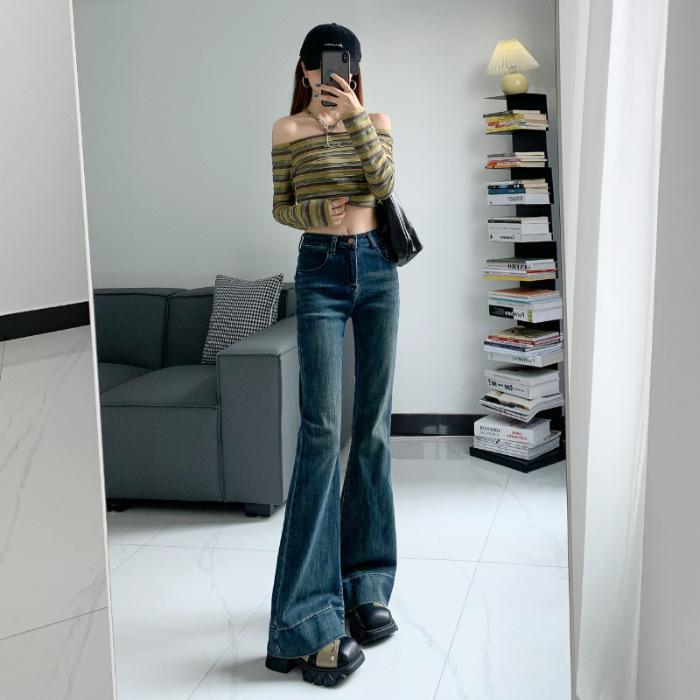 High Waist Designed Slightly Flared Jeans for Ladies In Spring Slim Fit and Slim Horseshoe Bottoms Stretch Bell-bottom Bottoms for Practical Use XS
High Waist Designed Slightly Flared Jeans for Ladies In Spring Slim Fit and Slim Horseshoe Bottoms Stretch Bell-bottom Bottoms for Practical Use XS