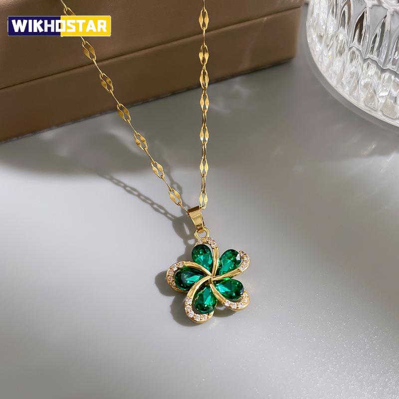 Stainless Steel Green Zircon Flowers Pendant Necklace For Women New Luxury Girls Lucky Chain Birthday Jewelry Gifts
Stainless Steel Green Zircon Flowers Pendant Necklace For Women New Luxury Girls Lucky Chain Birthday Jewelry Gifts