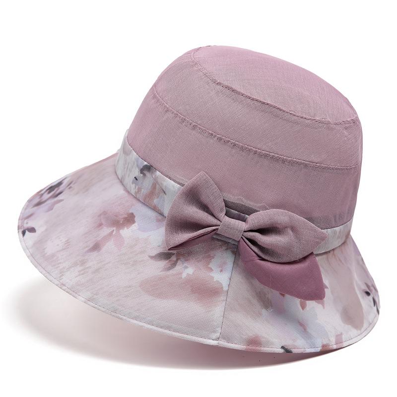 Шляпа женская весенне-летняя легкая и дышащая солнцезащитная шляпа-ведро элегантный бант шляпа от солнца шляпа-таз M(56-58cm) розовый