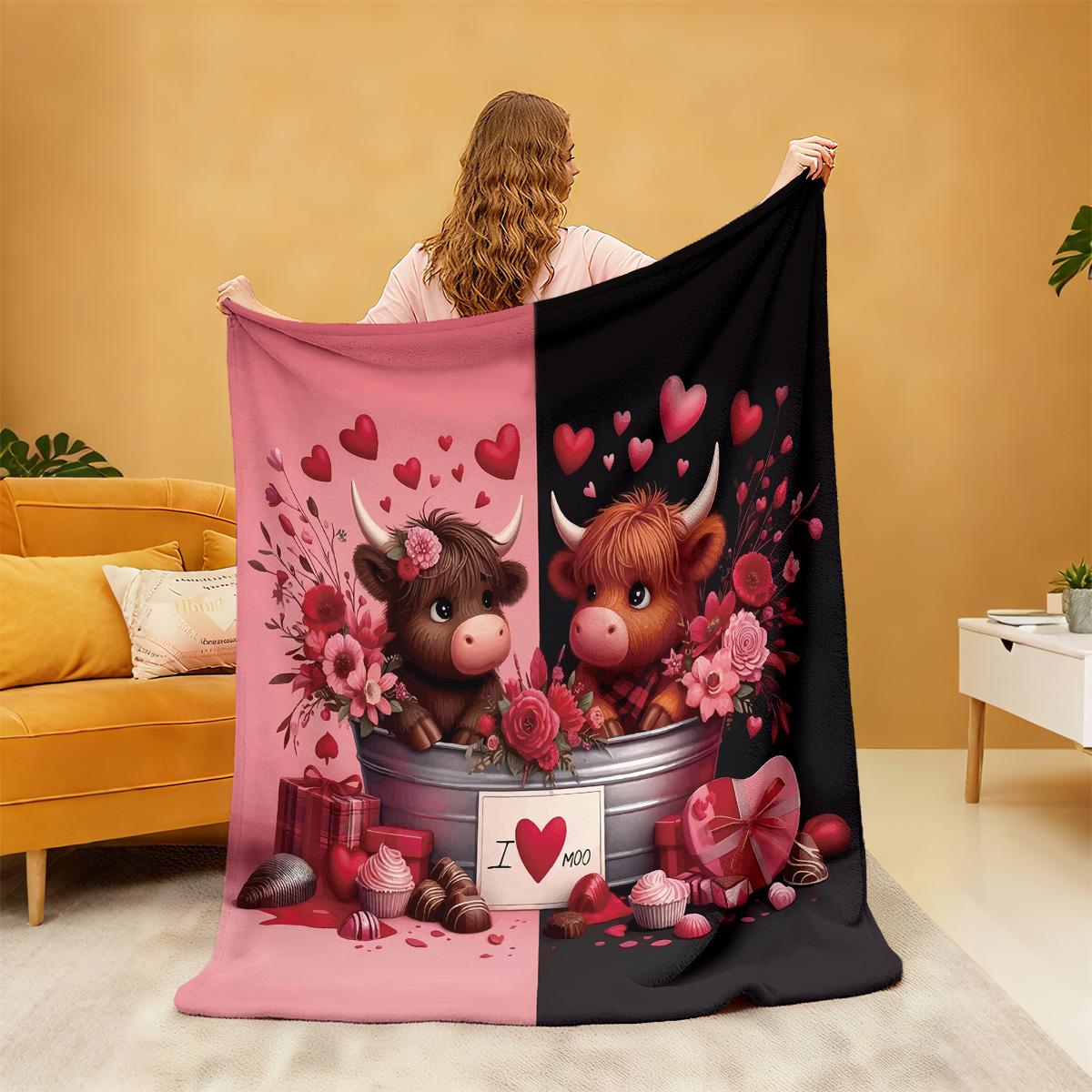 1pc Valentine s Day Romantic Highland Cow Print Flannel Blanket Multi Size Living Room Sofa Nap Leisure Carpet Machine Washable 70x100cm
1pc Valentine s Day Romantic Highland Cow Print Flannel Blanket Multi Size Living Room Sofa Nap Leisure Carpet Machine Washable 70x100cm