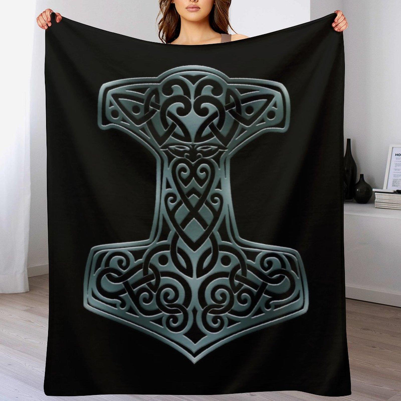Vikings Thors Hammer Mjolnir Nordic Knotwork Throw Blanket Warm Comfortable Blanket Gift for Parents Friends 102x76cm(40x30in)
Vikings Thors Hammer Mjolnir Nordic Knotwork Throw Blanket Warm Comfortable Blanket Gift for Parents Friends 102x76cm(40x30in)