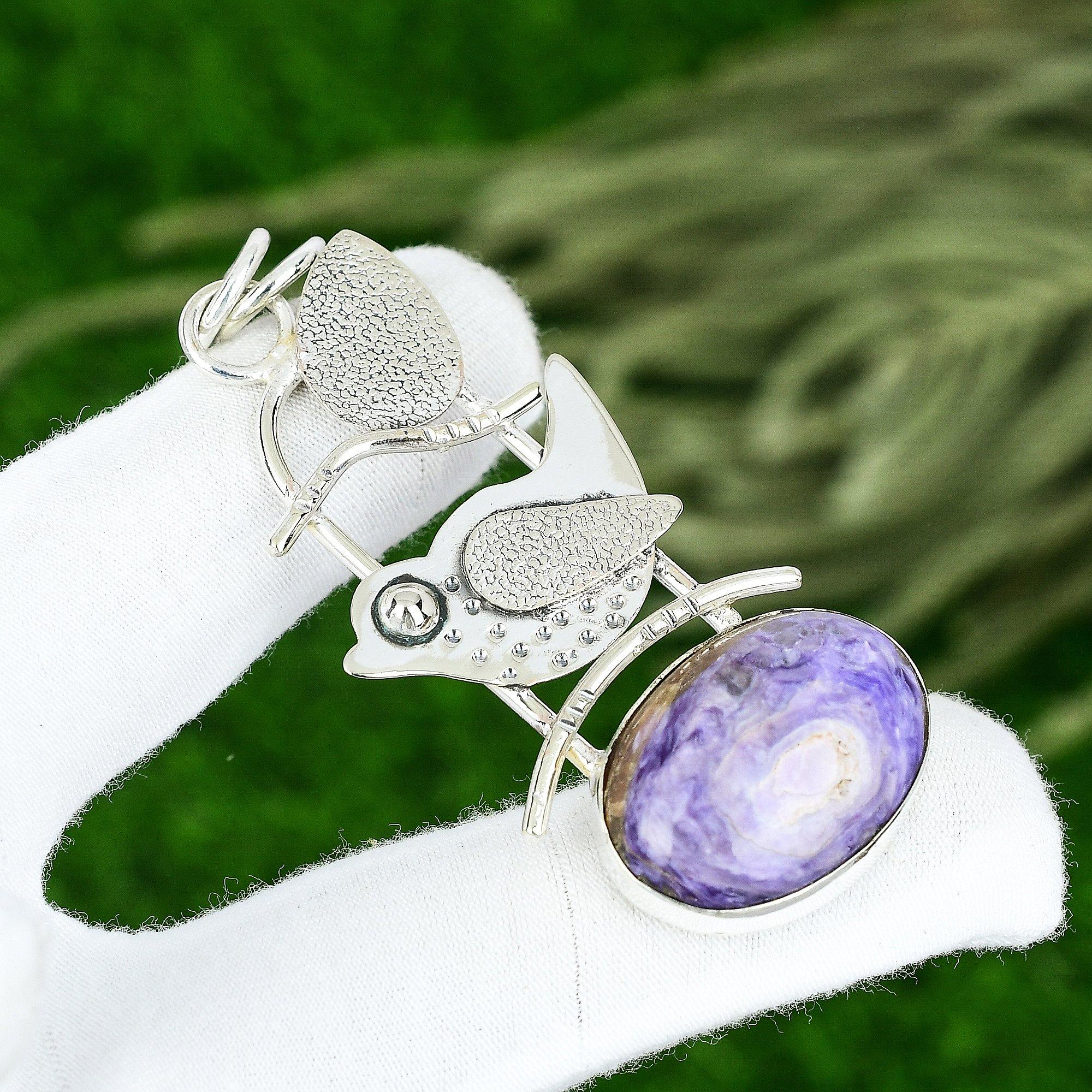 Russian Charoite Gemstone Sister Trendy Handmade Pendant Jewelry Sterling Silver
Russian Charoite Gemstone Sister Trendy Handmade Pendant Jewelry Sterling Silver