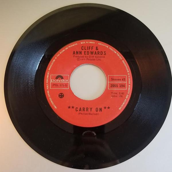 7inch Record CLIFF & ANN EDWARDS - Carry On 2065194 POLY DOR 1973 Canada Folk Used
7inch Record CLIFF & ANN EDWARDS - Carry On 2065194 POLY DOR 1973 Canada Folk Used