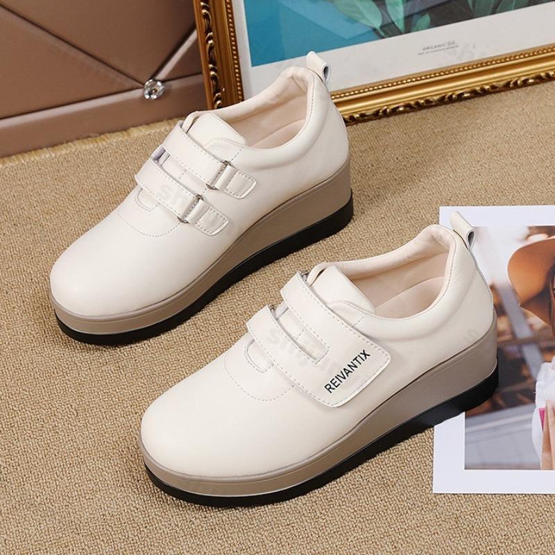 Модная женская обувь в стиле ретро, с низким верхом, повседневная, на танкетке, одинарная обувь, 2025, новая осенняя коллекция, удобная, модная, универсальная, нескользящая, на массивной подошве 34 бежевый