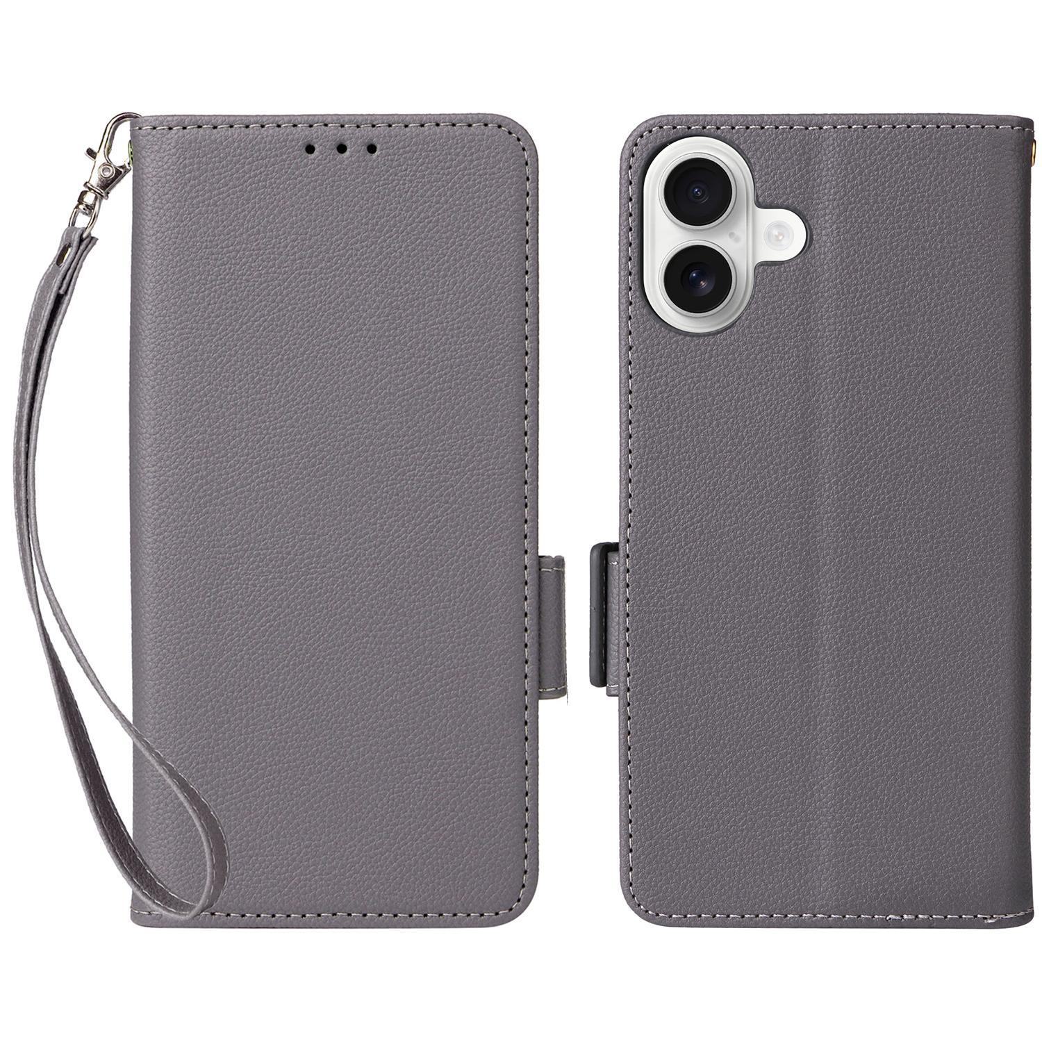 For iPhone 16 Plus Case with Wrist Strap Litchi Texture PU Leather Wallet Phone Cover Grey
For iPhone 16 Plus Case with Wrist Strap Litchi Texture PU Leather Wallet Phone Cover Grey
