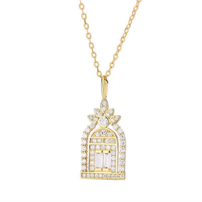 S925 Sterling Silver Castle Gate Of Happiness Necklace, Luxury Niche Full Diamond Sparkling Pendant Clavicle Chain For Women
S925 Sterling Silver Castle Gate Of Happiness Necklace, Luxury Niche Full Diamond Sparkling Pendant Clavicle Chain For Women