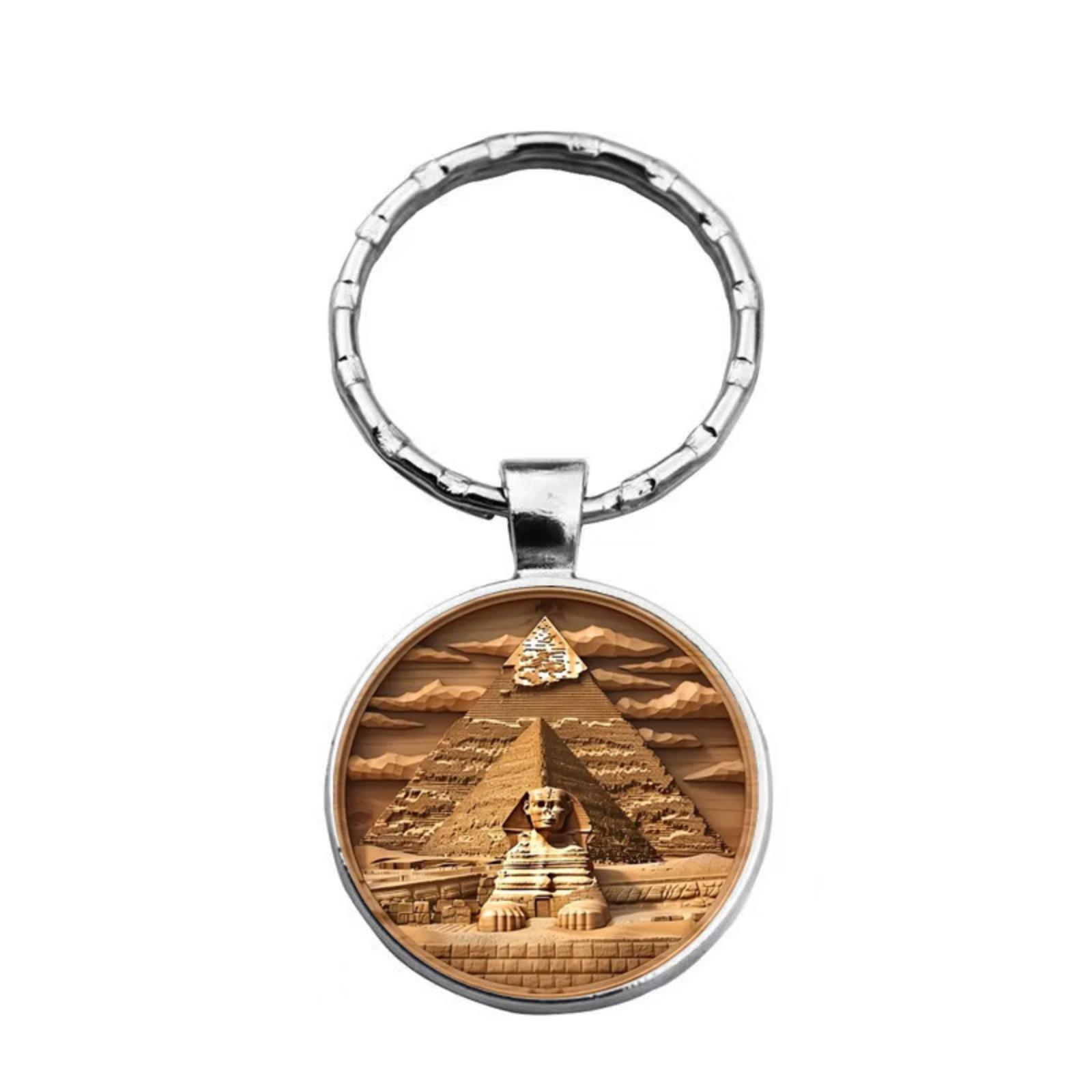 Round Metal Alloy Keychain Pendant with Pyramid and Sphinx Design Durable Key Ring for Bags Backpacks and Keys Holder One Size
Round Metal Alloy Keychain Pendant with Pyramid and Sphinx Design Durable Key Ring for Bags Backpacks and Keys Holder One Size