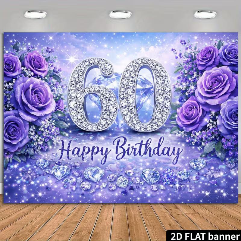 2D Elegant Purple Rose Diamond 60th Birthday Backdrop for Her 47.2x31.5inch/120*80cm
2D Elegant Purple Rose Diamond 60th Birthday Backdrop for Her 47.2x31.5inch/120*80cm