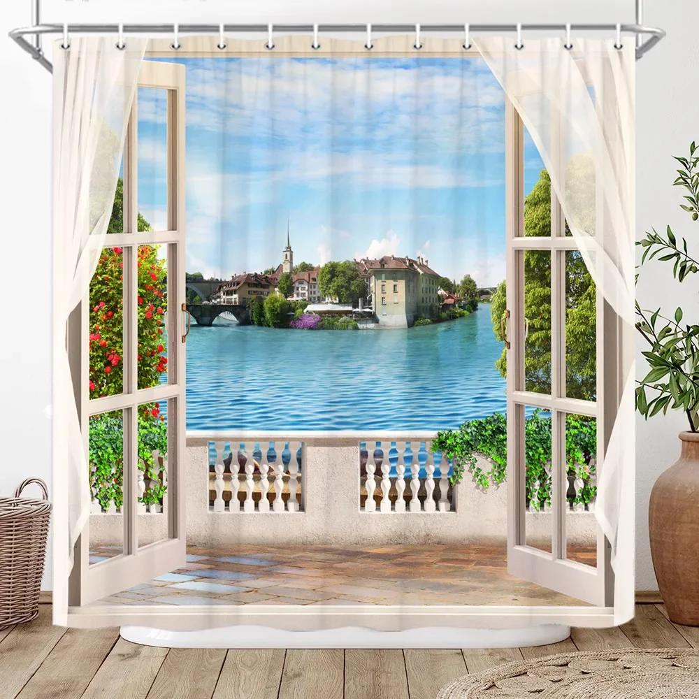 3D Roman Column Palace Sea View Shower Curtain Green Palm Tree Lake Landscape Bathroom Decor Bath Curtain Polyester Fabric Hooks 150x180cm-60x70in
3D Roman Column Palace Sea View Shower Curtain Green Palm Tree Lake Landscape Bathroom Decor Bath Curtain Polyester Fabric Hooks 150x180cm-60x70in