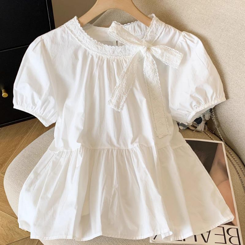 New White Bow Lace Puff Sleeve Shirt for Women Summer Design Pleated Strappy Shirt Women s Top Summer XL білий
New White Bow Lace Puff Sleeve Shirt for Women Summer Design Pleated Strappy Shirt Women s Top Summer XL білий