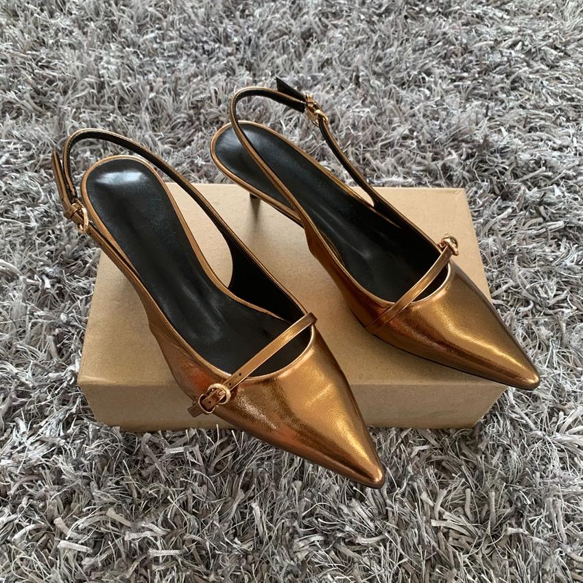 Pointed Toe Buckle Strap Ladies Sandals Gold Shallow Fashion Sexy Party Slingbacks Summer High Heeled Shoes Woman 36
Pointed Toe Buckle Strap Ladies Sandals Gold Shallow Fashion Sexy Party Slingbacks Summer High Heeled Shoes Woman 36