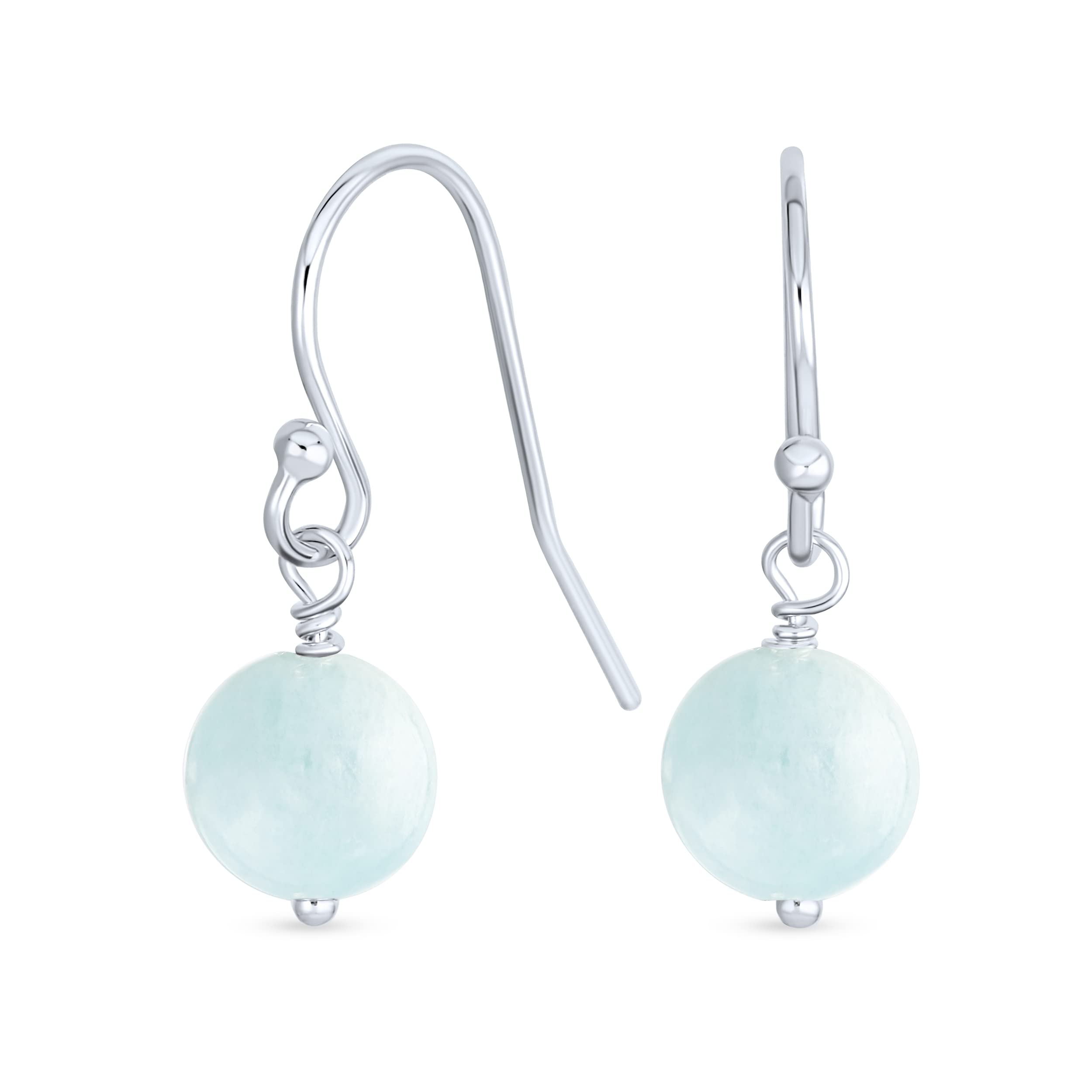 Plain Blue Aquamarine Gem Round Dangle French Fishhook Wire Ball Drop Earrings for Sterling Simple Women. .925 Silver
Plain Blue Aquamarine Gem Round Dangle French Fishhook Wire Ball Drop Earrings for Sterling Simple Women. .925 Silver