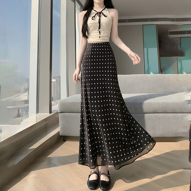 Women s Black Polka Dot High Waist Slit Mermaid Maxi Skirt S чёрный
Women s Black Polka Dot High Waist Slit Mermaid Maxi Skirt S чёрный