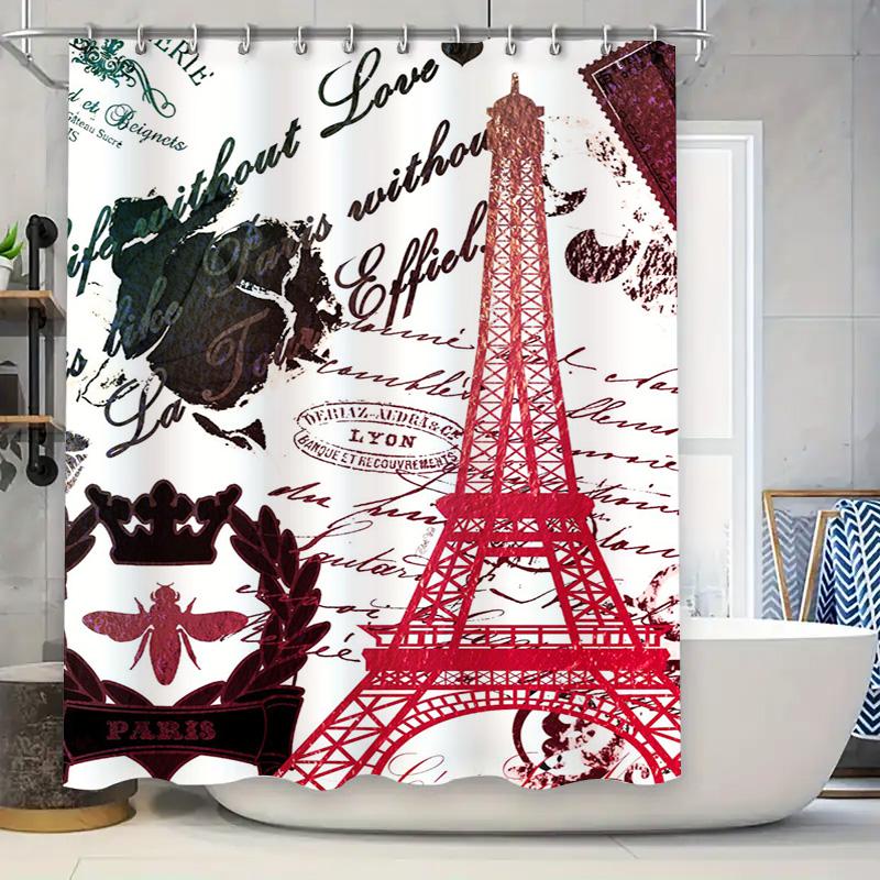 Vintage Paris Eiffel Tower Shower Curtain Decorative Waterproof Bathroom Accessories White Red Color Floral Print Modern Home Im 90x180cm
Vintage Paris Eiffel Tower Shower Curtain Decorative Waterproof Bathroom Accessories White Red Color Floral Print Modern Home Im 90x180cm