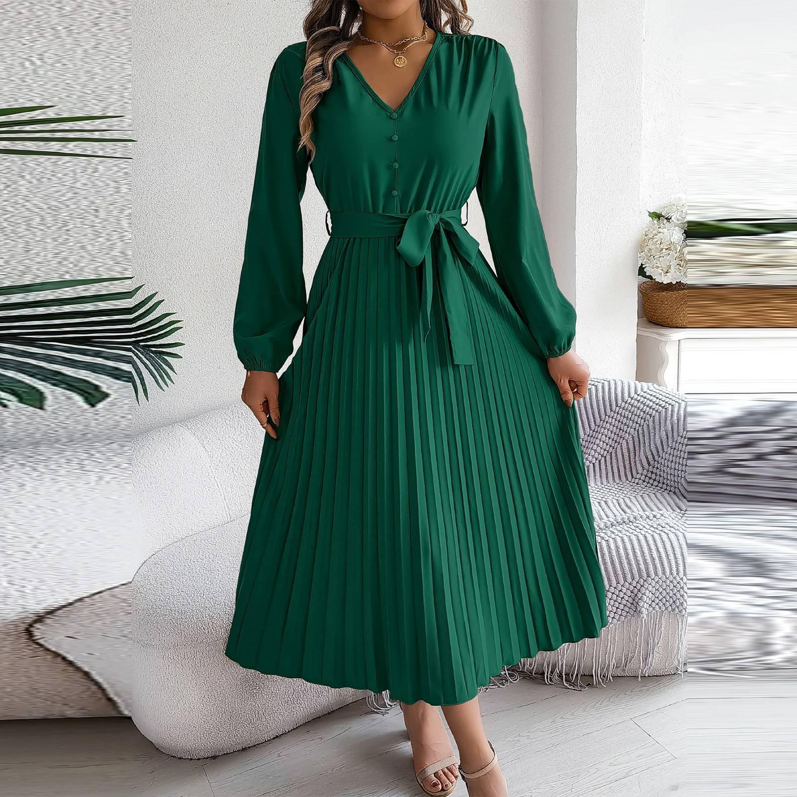 Женское модное ретро-платье в складку с V-образным вырезом, застежкой на пуговицы и длинными рукавами XL
Женское модное ретро-платье в складку с V-образным вырезом, застежкой на пуговицы и длинными рукавами XL