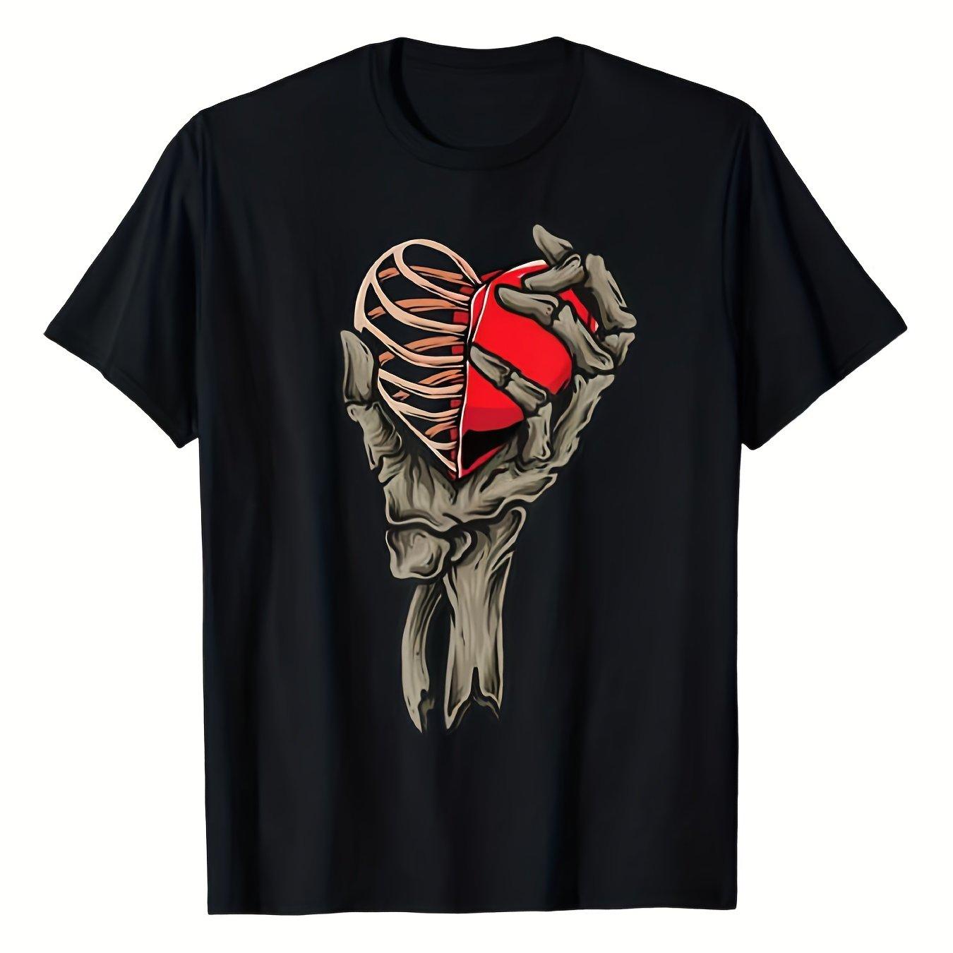 Skeleton Hand Holding Broken Heart Graphic Tee Men s Gothic Casual T-Shirt Daily Wear Holiday Wearing 4XL
Skeleton Hand Holding Broken Heart Graphic Tee Men s Gothic Casual T-Shirt Daily Wear Holiday Wearing 4XL