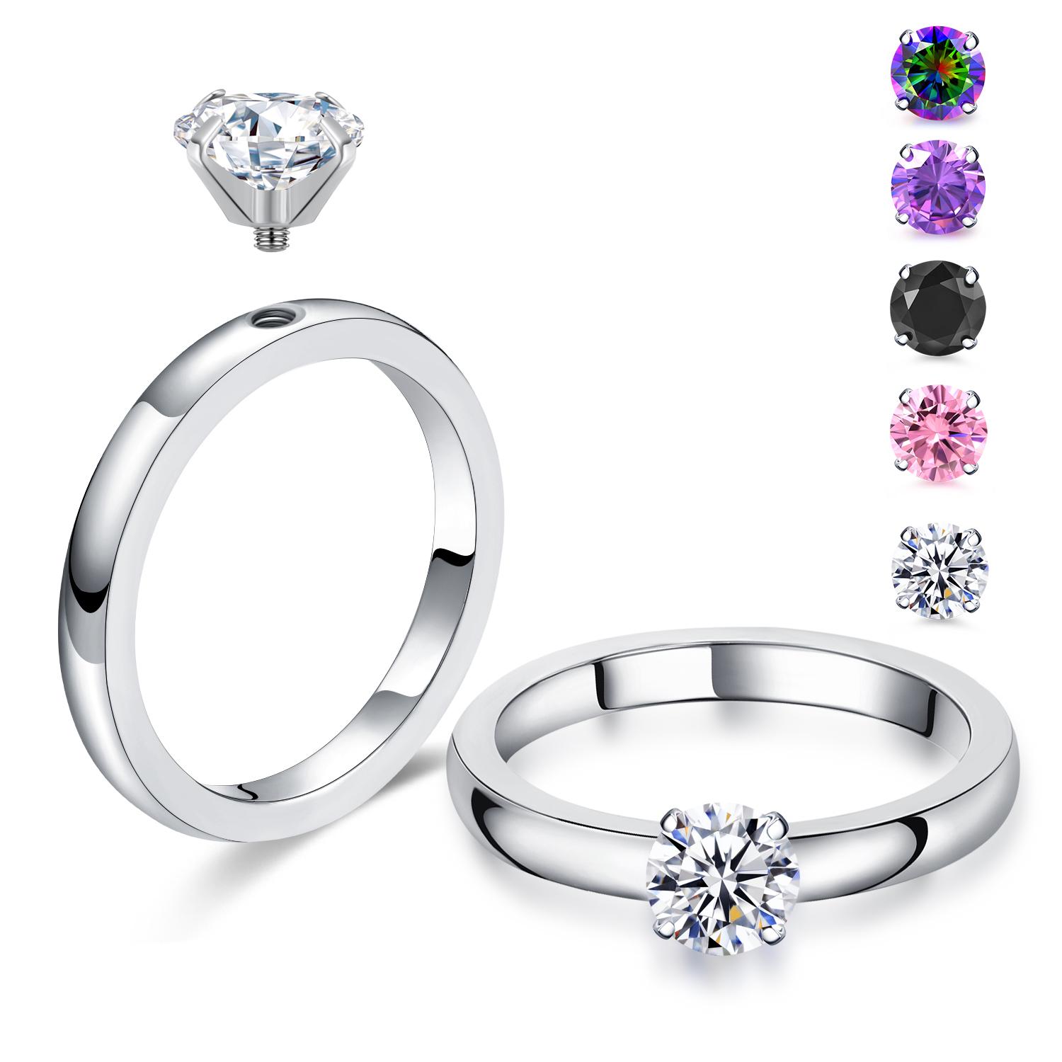 DIY 1.5 CT Solitaire Engagement Rings Wedding Bands Interchangeable Stainless Steel Round Cubic Zirconia Promise Rings for Her 4&Steel
DIY 1.5 CT Solitaire Engagement Rings Wedding Bands Interchangeable Stainless Steel Round Cubic Zirconia Promise Rings for Her 4&Steel