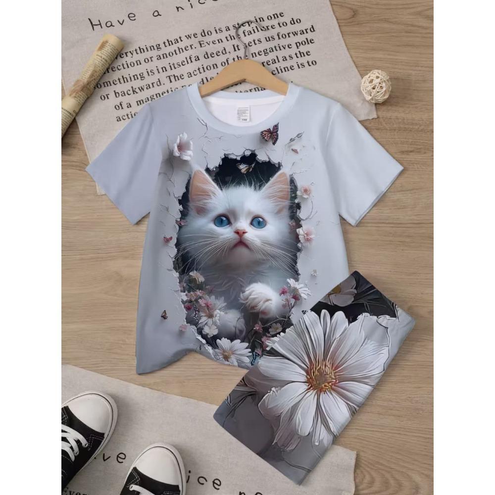 Children s Cat T-Shirt Shorts Set Summer Casual Girl Clothes Short Sleeve Kids Sets for Children Tops Outdoor Sport Girl Outfits 100
Children s Cat T-Shirt Shorts Set Summer Casual Girl Clothes Short Sleeve Kids Sets for Children Tops Outdoor Sport Girl Outfits 100