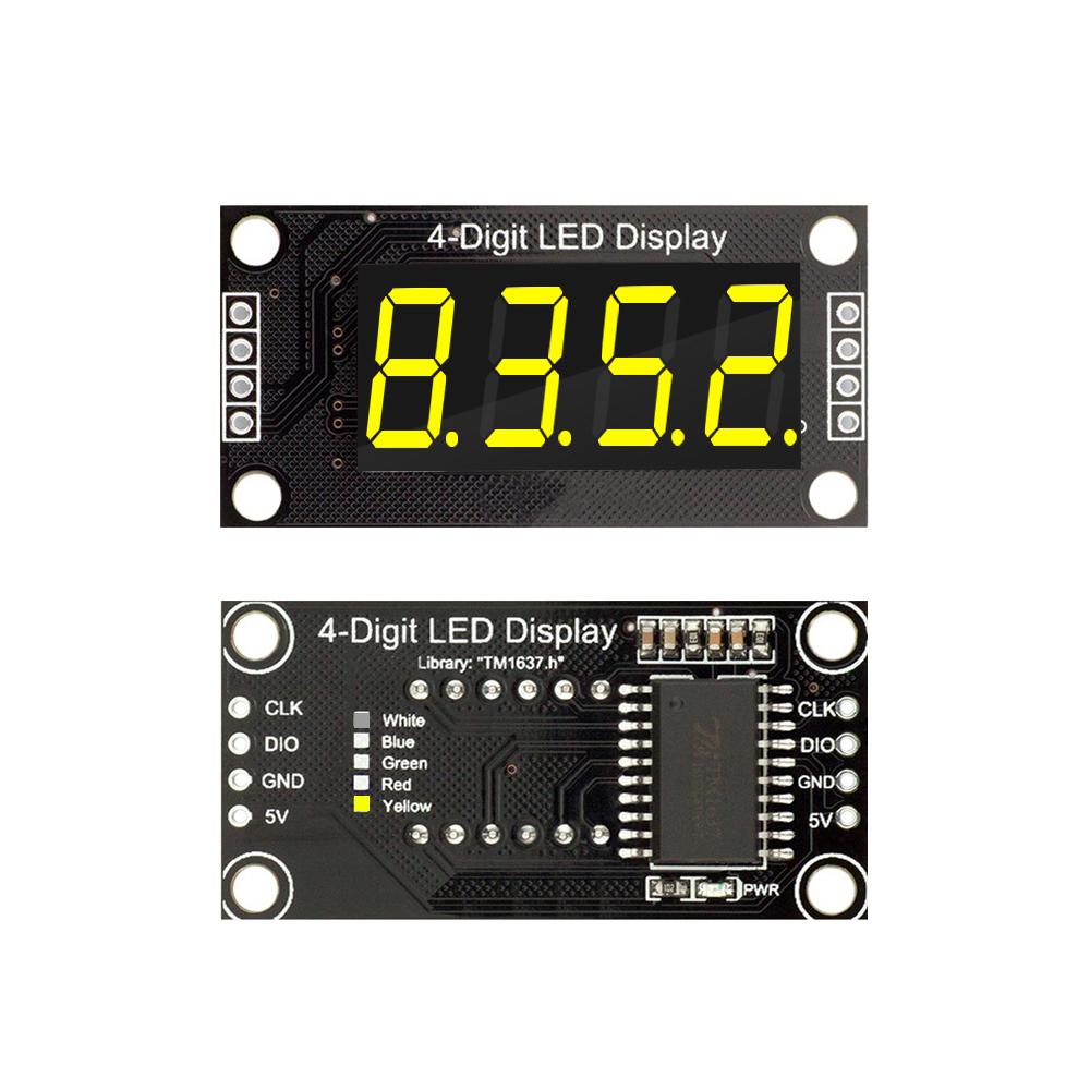 TM1637 LED Display Module 4 Digit 7 Segment 0.36 inch Time Clock Indicator Tube Module Red Blue Green Yellow White for Arduino жовтий
TM1637 LED Display Module 4 Digit 7 Segment 0.36 inch Time Clock Indicator Tube Module Red Blue Green Yellow White for Arduino жовтий