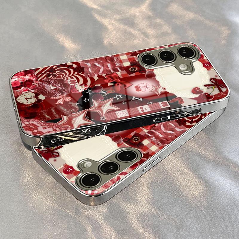 Gold-plated tempered glass phone case, compatible Galaxy S26 S25 S24 S23 S22 Ultra Plus. Features a minimalist red design. For Galaxy S22 Ultra
Gold-plated tempered glass phone case, compatible Galaxy S26 S25 S24 S23 S22 Ultra Plus. Features a minimalist red design. For Galaxy S22 Ultra