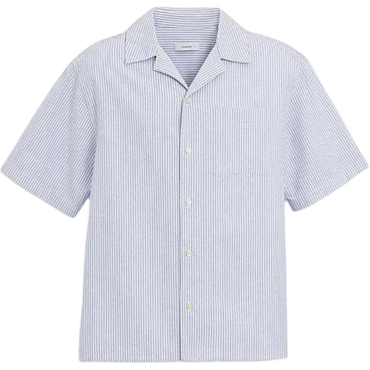 Coach SS24 Striped Cuban Collar Single-Breasted Short Sleeve Shirt Men shirts Blue CR481-BLM L
Coach SS24 Striped Cuban Collar Single-Breasted Short Sleeve Shirt Men shirts Blue CR481-BLM L