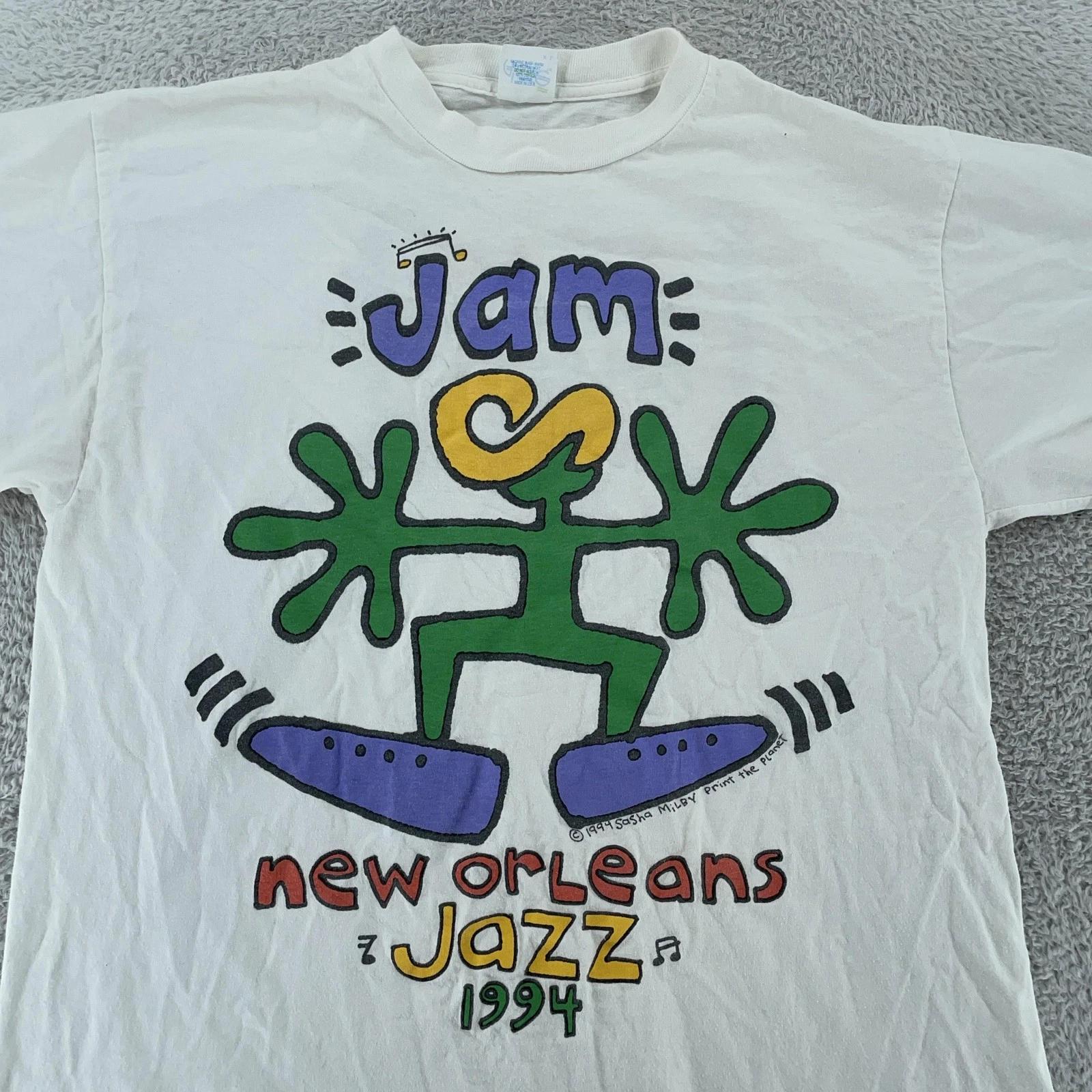Vintage New Orleans Jazz Jam Shirt M/L White 1994 Festival Pop Art 90s Music S
Vintage New Orleans Jazz Jam Shirt M/L White 1994 Festival Pop Art 90s Music S