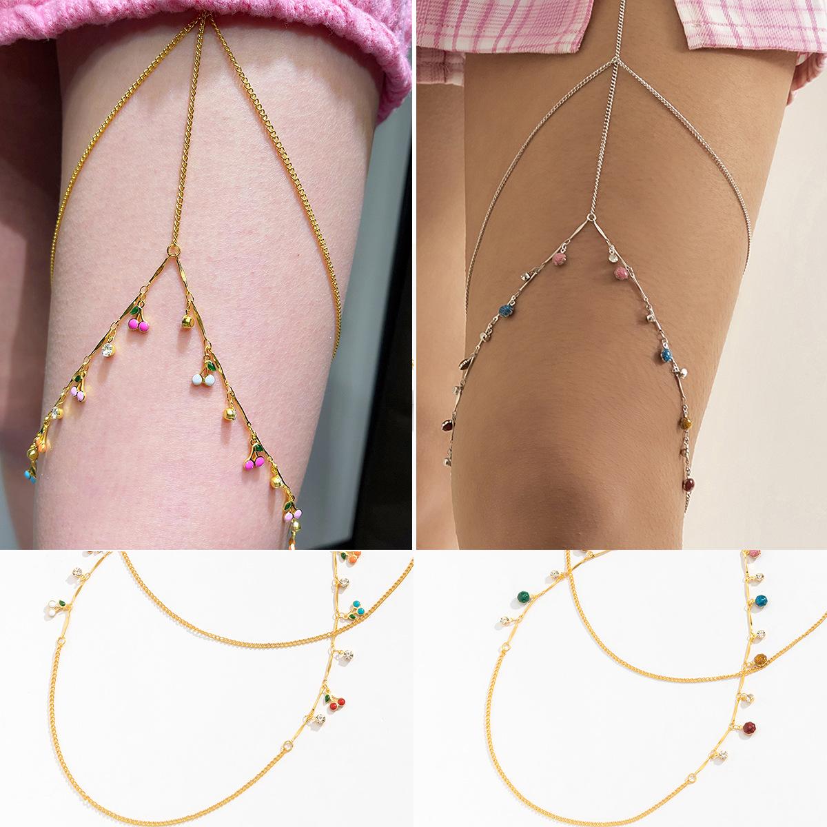 Accessories, Versatile Double Chain Elastic Leg Ornament, Colored Fruit Cherry Tassel Pendant Thigh Chain
Accessories, Versatile Double Chain Elastic Leg Ornament, Colored Fruit Cherry Tassel Pendant Thigh Chain