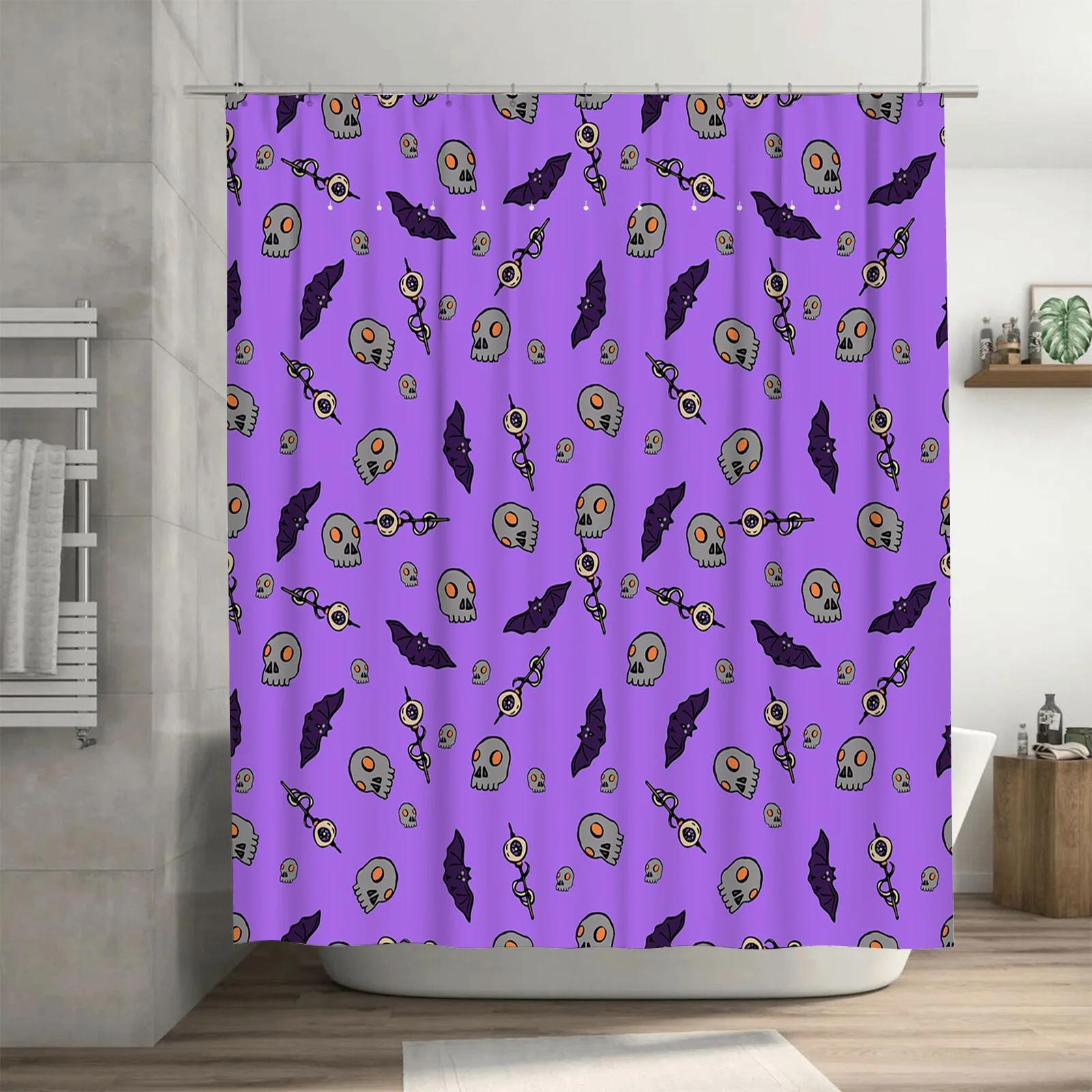 Halloween-Themed Shower Curtain With Skull Pattern Purple Color, Suitable For Bat Decoration In Bathroom Or Kitchen Waterproof W60H190(CM)-1 Pcs
Halloween-Themed Shower Curtain With Skull Pattern Purple Color, Suitable For Bat Decoration In Bathroom Or Kitchen Waterproof W60H190(CM)-1 Pcs