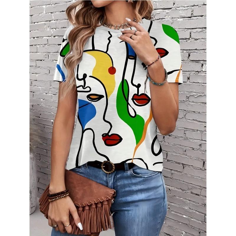 Women s Summer Short Sleeved Versatile 3D Printed Character Series Casual T-shirt Top S
Women s Summer Short Sleeved Versatile 3D Printed Character Series Casual T-shirt Top S