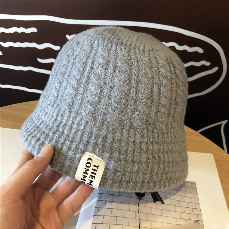 Мягкая вязаная шапка из мохера, винтажная женская зимняя панама, теплая рыбацкая кепка, повседневная женская уличная солнцезащитная кепка от солнца 56-58cm серый