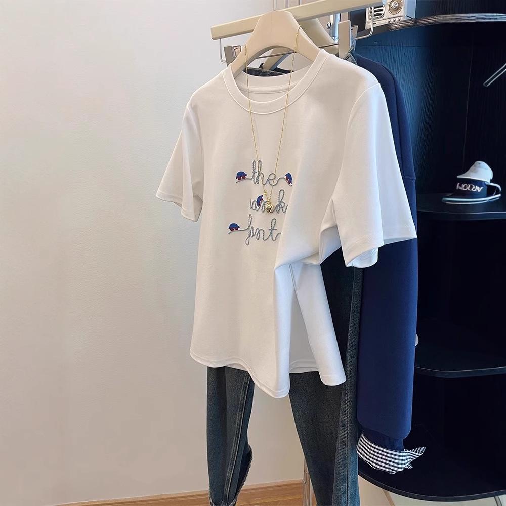 White Cotton Jacquard Letter Embroidered Crew Neck Short Sleeve Women s Summer T-shirt Extra Large
White Cotton Jacquard Letter Embroidered Crew Neck Short Sleeve Women s Summer T-shirt Extra Large