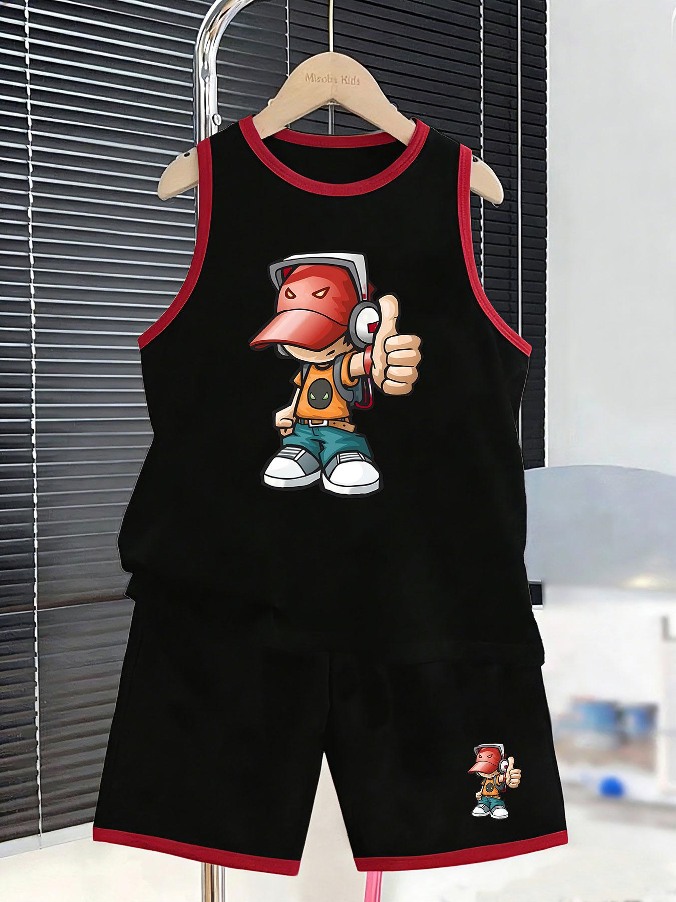 Boys street style vest shorts with headphone boy graphic. Fashion urban print, comfy loose fit for outdoor play and casual outings. 2-3Y чёрный
Boys street style vest shorts with headphone boy graphic. Fashion urban print, comfy loose fit for outdoor play and casual outings. 2-3Y чёрный