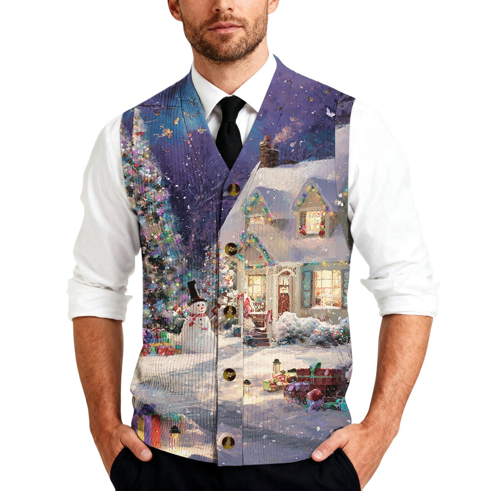 Men Sleeveless Knit Button Down Shirt Vest Christmas Pattern Holiday Casual Layering Top XXXXXL фіолетовий
Men Sleeveless Knit Button Down Shirt Vest Christmas Pattern Holiday Casual Layering Top XXXXXL фіолетовий