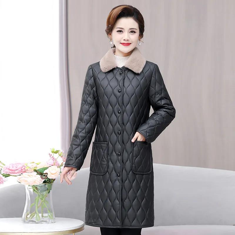 Женская зимняя куртка средней длины на флисовой подкладке, утолщенная, из ПУ кожи, мамин стиль, элегантная и изысканная, больших размеров, верхняя одежда 5XL
Женская зимняя куртка средней длины на флисовой подкладке, утолщенная, из ПУ кожи, мамин стиль, элегантная и изысканная, больших размеров, верхняя одежда 5XL