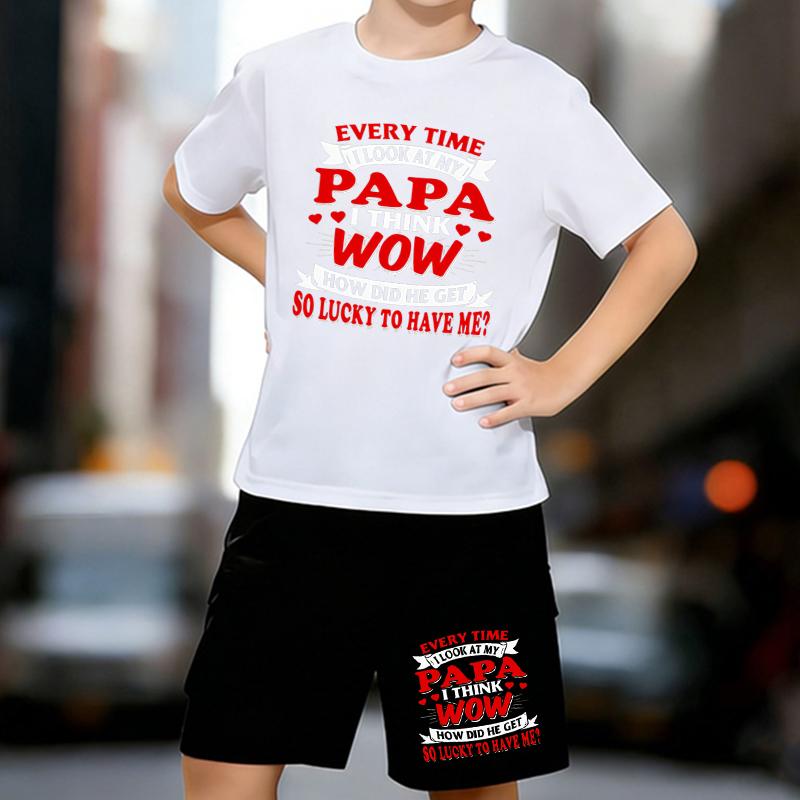 Boys 2 Piece Fun parent-child style printed outfit, Short Sleeve T-Shirt and Shorts Set for Kids Age 5-14,White, Black Sporty Casual Summer Clothes 13-14 Years
Boys 2 Piece Fun parent-child style printed outfit, Short Sleeve T-Shirt and Shorts Set for Kids Age 5-14,White, Black Sporty Casual Summer Clothes 13-14 Years