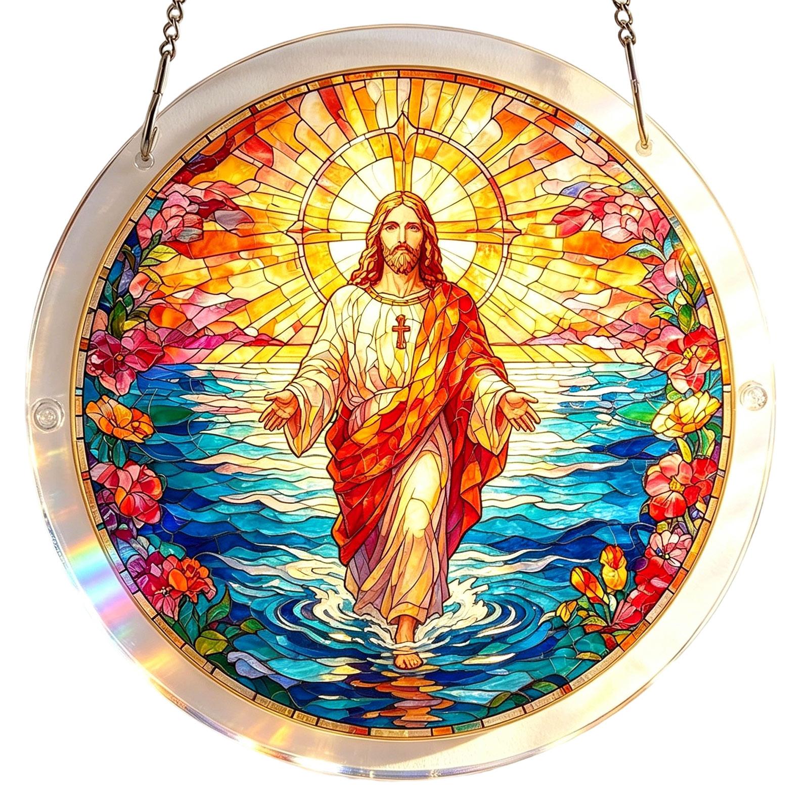 Round Stained Glass Sun Catcher Window Hanging Decorative Art with Floral and Radiant Light Design for Indoor Outdoor Use
Round Stained Glass Sun Catcher Window Hanging Decorative Art with Floral and Radiant Light Design for Indoor Outdoor Use