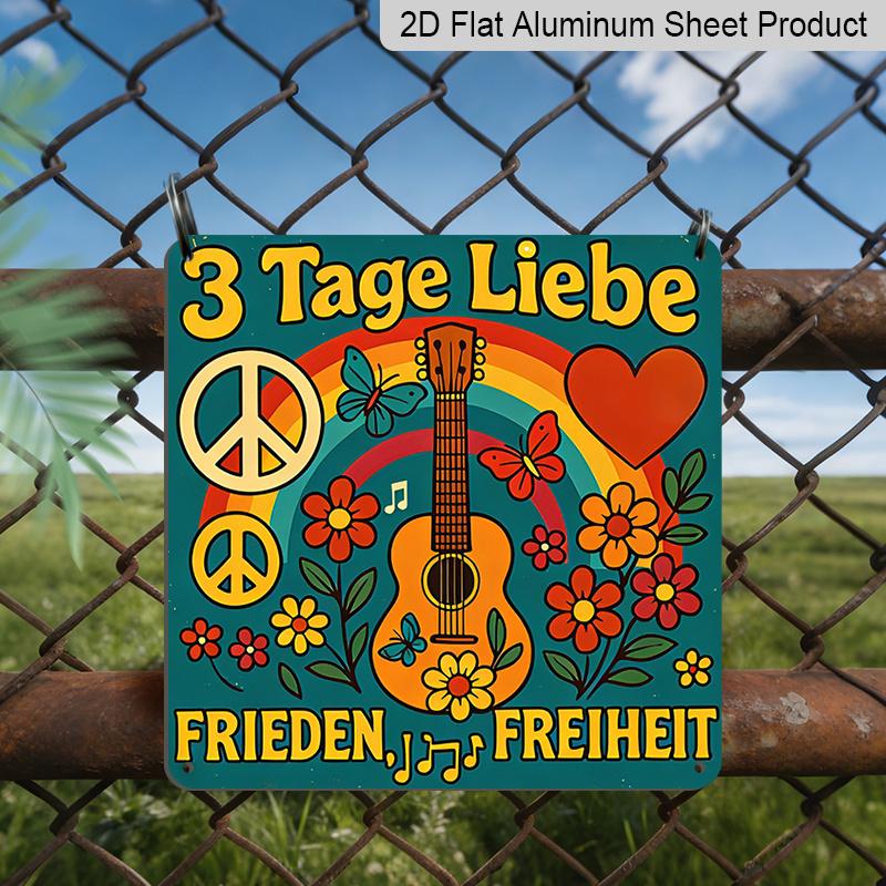 2D Flat - 1pc, Vintage Metal Sign, Decorative Plaque and Ornament, Themed Around Love and Freedom, Featuring Guitar and Peace Symbols, in A Hippie 20*20cm
2D Flat - 1pc, Vintage Metal Sign, Decorative Plaque and Ornament, Themed Around Love and Freedom, Featuring Guitar and Peace Symbols, in A Hippie 20*20cm
