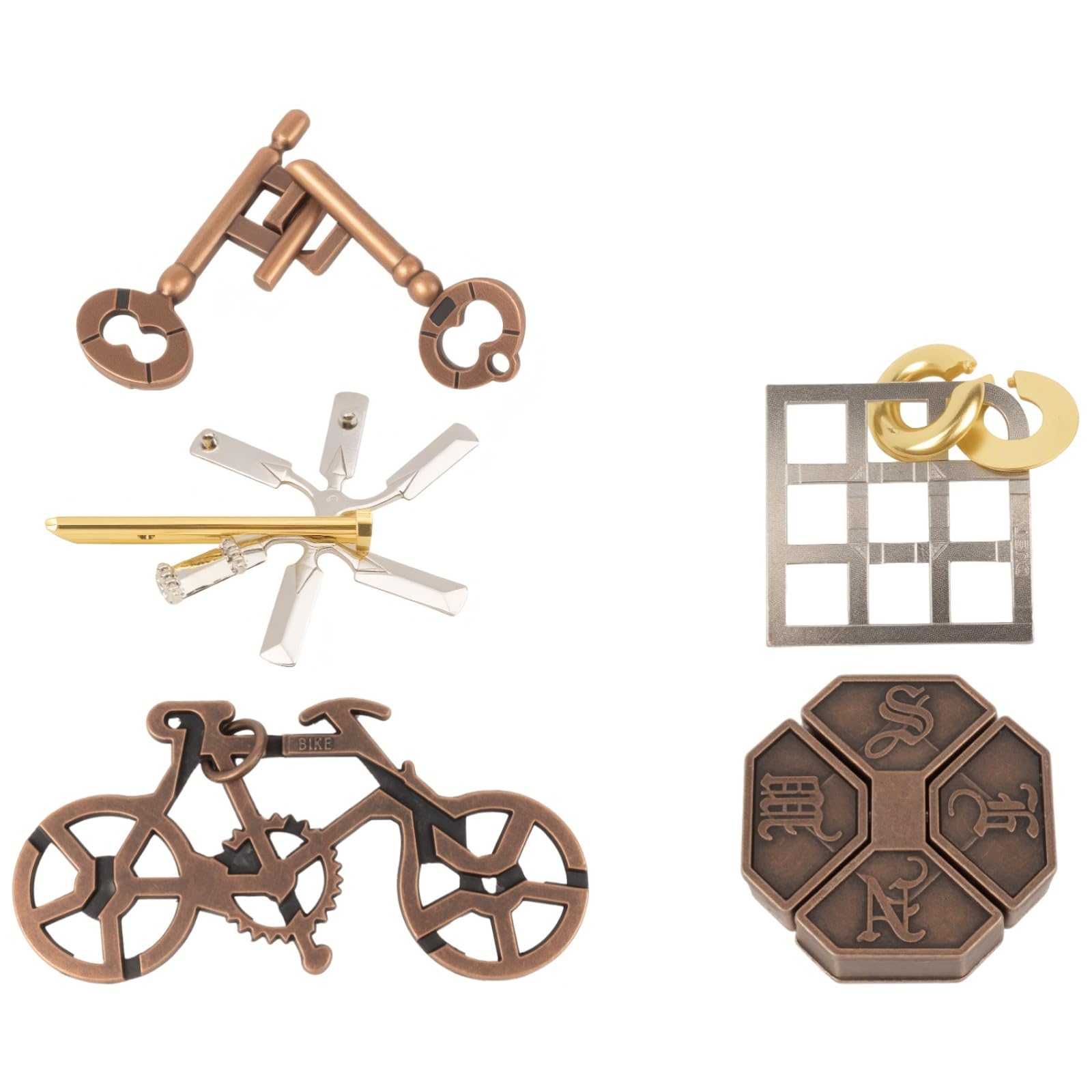 Rubonarie Brain Teaser Ring 3D Puzzle for Adults, Hospital Time-Killing Aid, Cast Puzzle (Bronze, 5 Pieces)
Rubonarie Brain Teaser Ring 3D Puzzle for Adults, Hospital Time-Killing Aid, Cast Puzzle (Bronze, 5 Pieces)