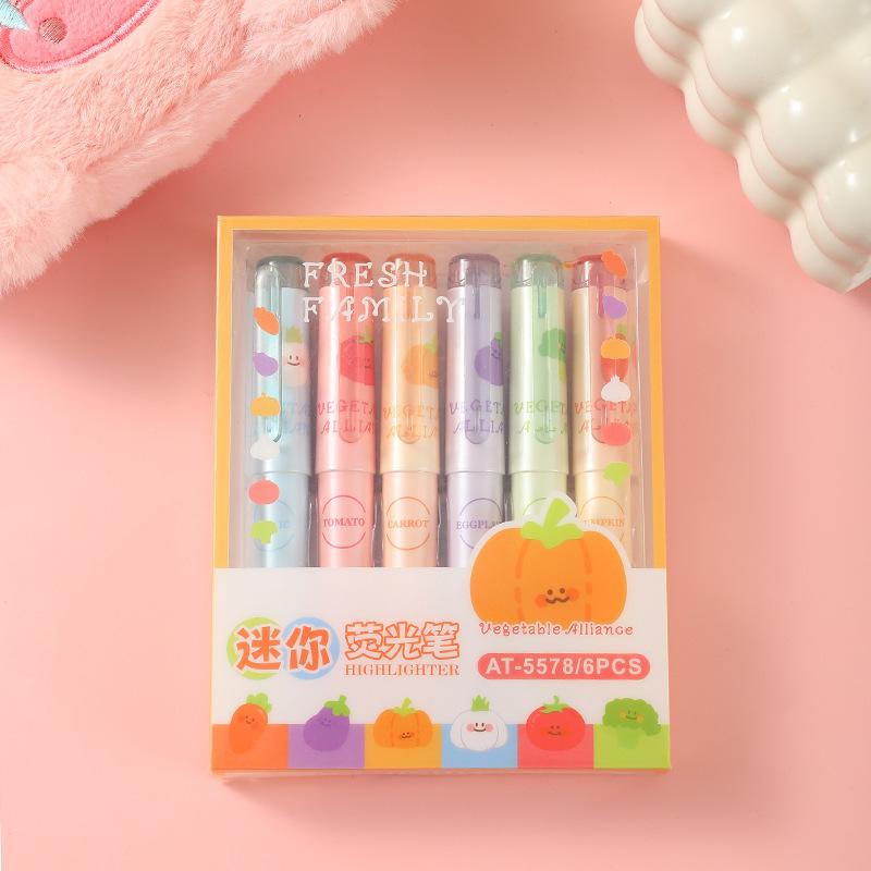 Gift Fruit and Vegetable Mini Highlighter Girls Heart Boxed Account Pen High Looking Student Color Marker Kawai Stationery
Gift Fruit and Vegetable Mini Highlighter Girls Heart Boxed Account Pen High Looking Student Color Marker Kawai Stationery
