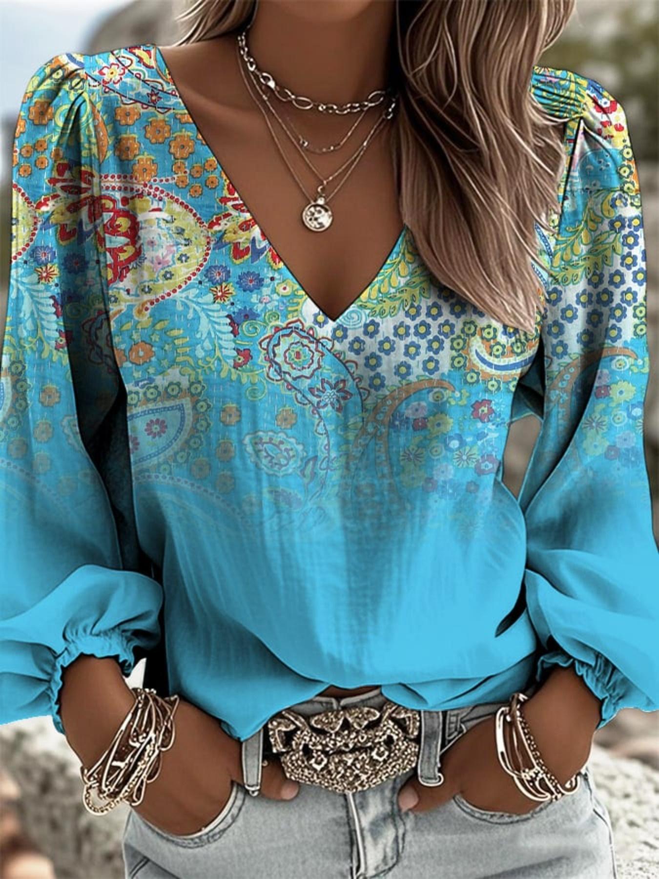 Retro ethnic V-neck women s long-sleeved top with lantern sleeves featuring totem print in bohemian style, suitable for all season XXL
Retro ethnic V-neck women s long-sleeved top with lantern sleeves featuring totem print in bohemian style, suitable for all season XXL