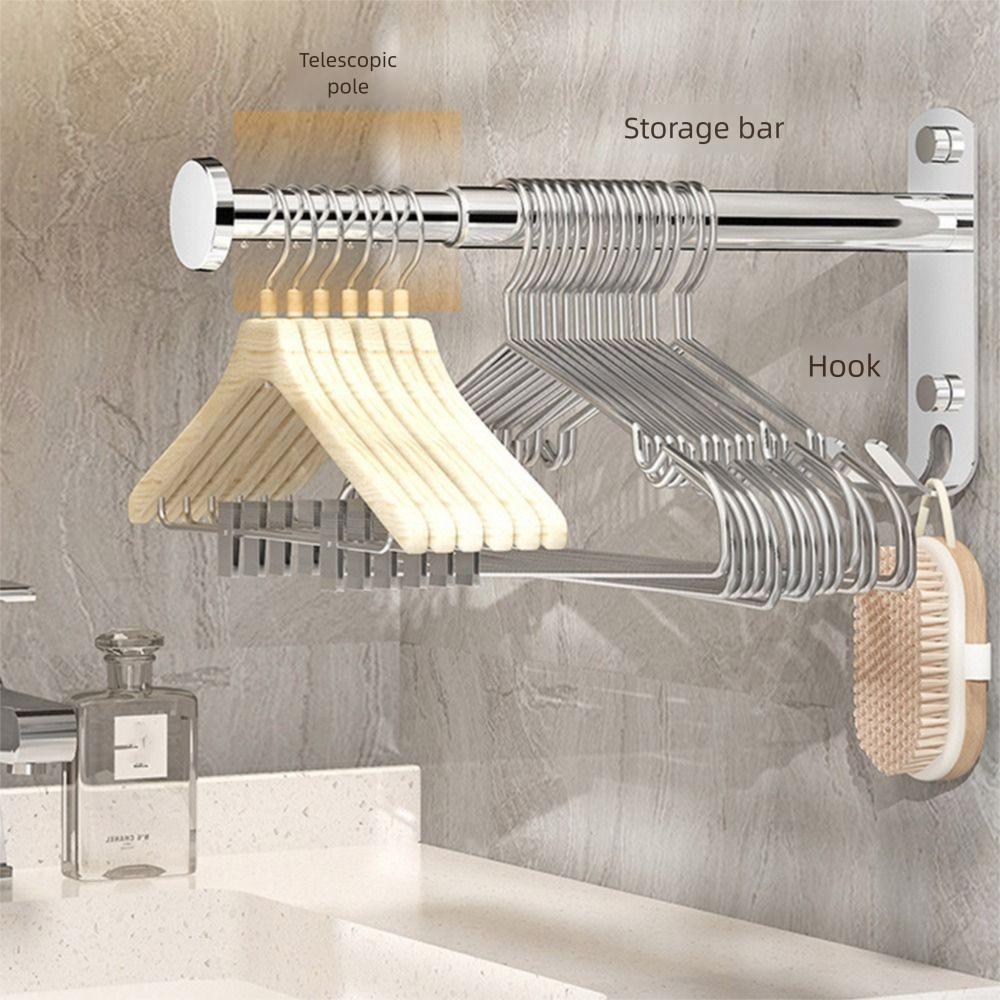 New Stainless Steel Clothes Hanger Storage Rack Wall-mounted Foldable Balcony Drying Hook Punch-free Scalable Storage Racks светло-серый
New Stainless Steel Clothes Hanger Storage Rack Wall-mounted Foldable Balcony Drying Hook Punch-free Scalable Storage Racks светло-серый